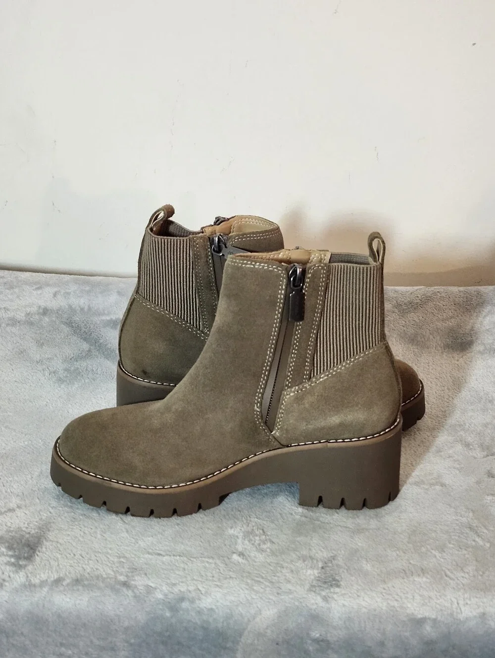 Blondo Damaris Waterproof Suede Booties Color: Taupe, Size: 6.5